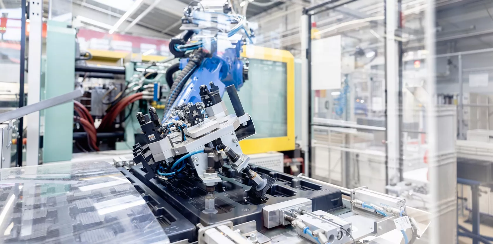 automated assembly with robot in production site